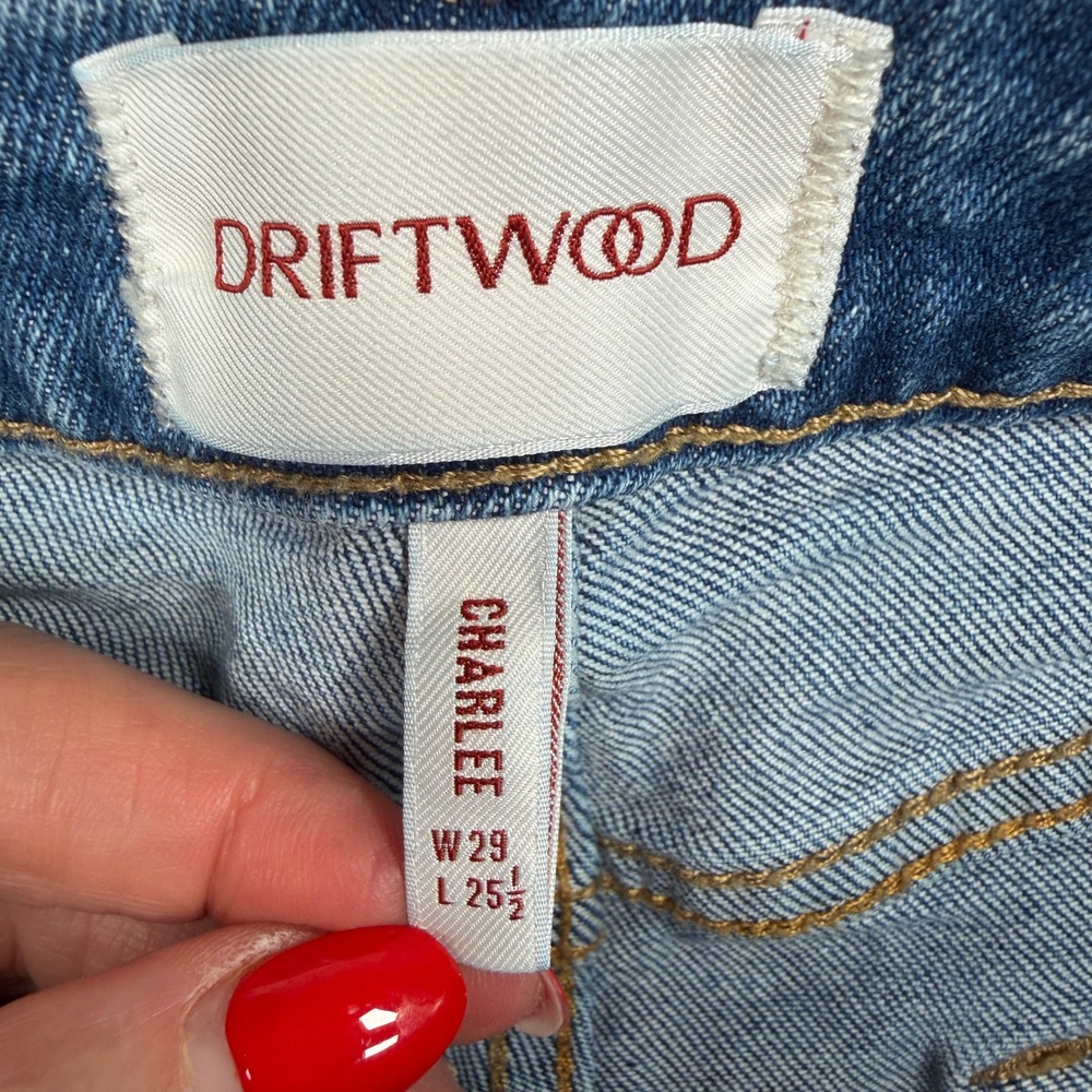 Driftwood 29 Jeans Charlee Embroidered Floral Cuff Cropped Wide Jeans Festival - Picture 3 of 16